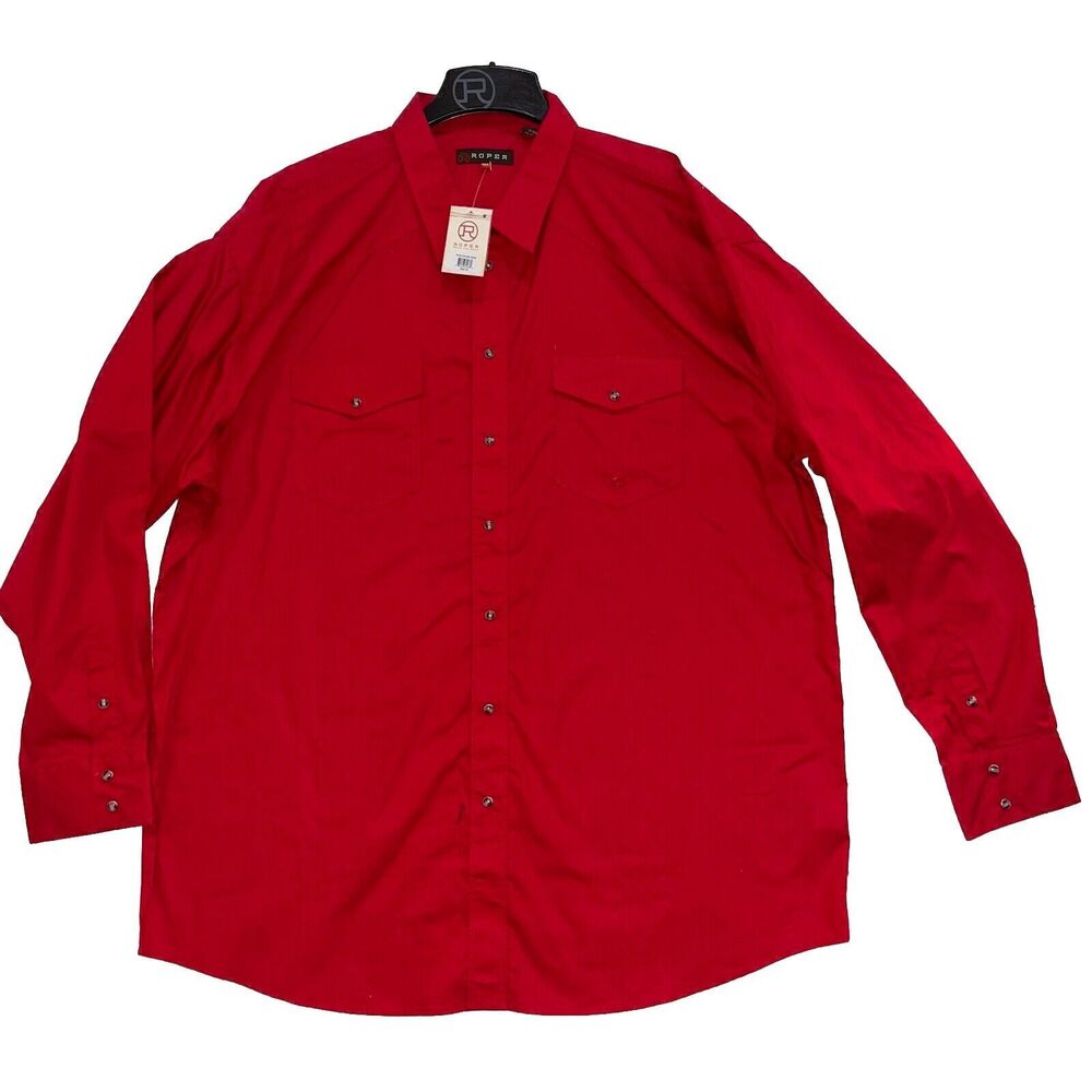 Roper Mens Western Wear Genuine Shirt Cotton Broadcloth Size 3XL Rodeo